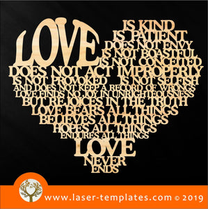 Laser cut template for Love is - 1 Corinthians 13