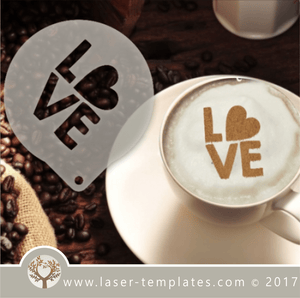 Love coffee stencil laser cut template, download vector stencil design patterns.
