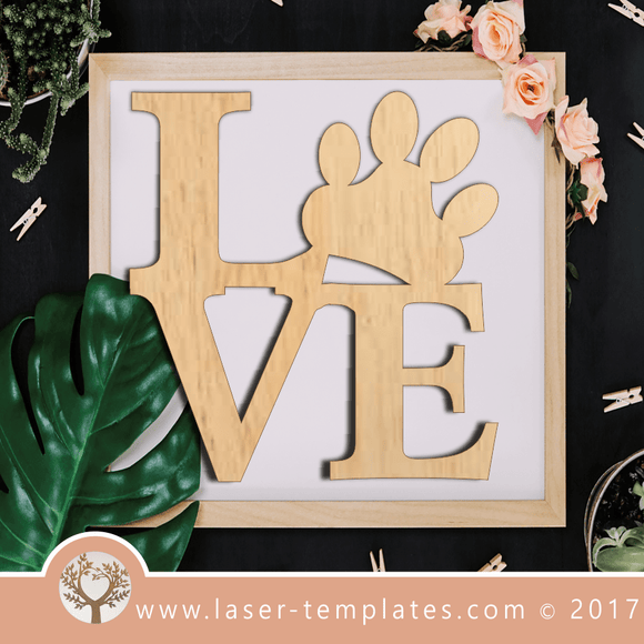 Laser Cut Love With Pawprint Template, Download Vector Designs Online.