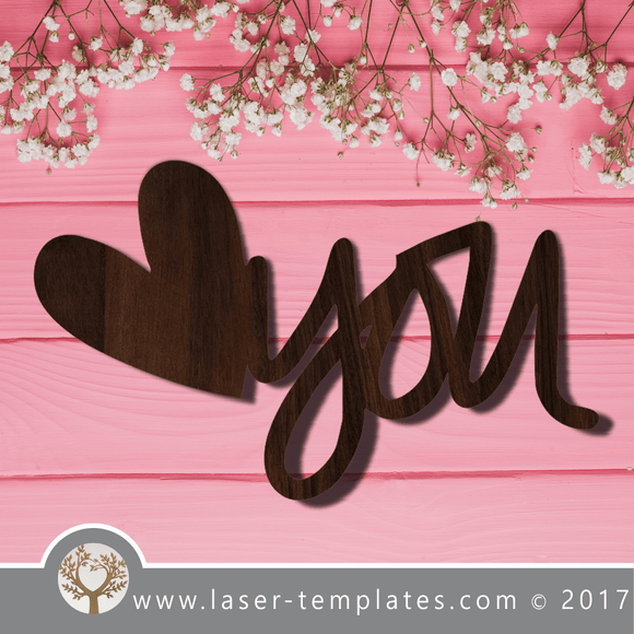 Laser Cut Love You Template, Download Laser Ready Vector Designs.