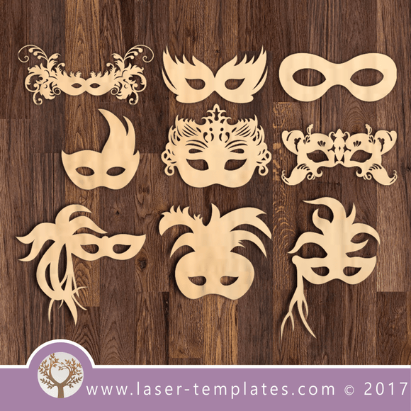 Laser Cut Masks Set Template, Download Laser Ready Vector Designs.