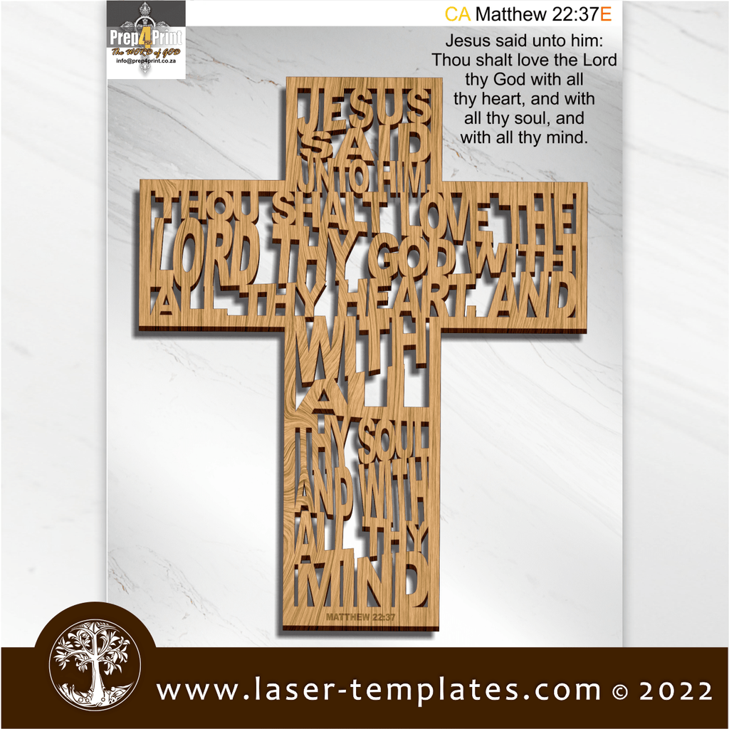 Matthew 22:37 Cross – Laser Ready Templates