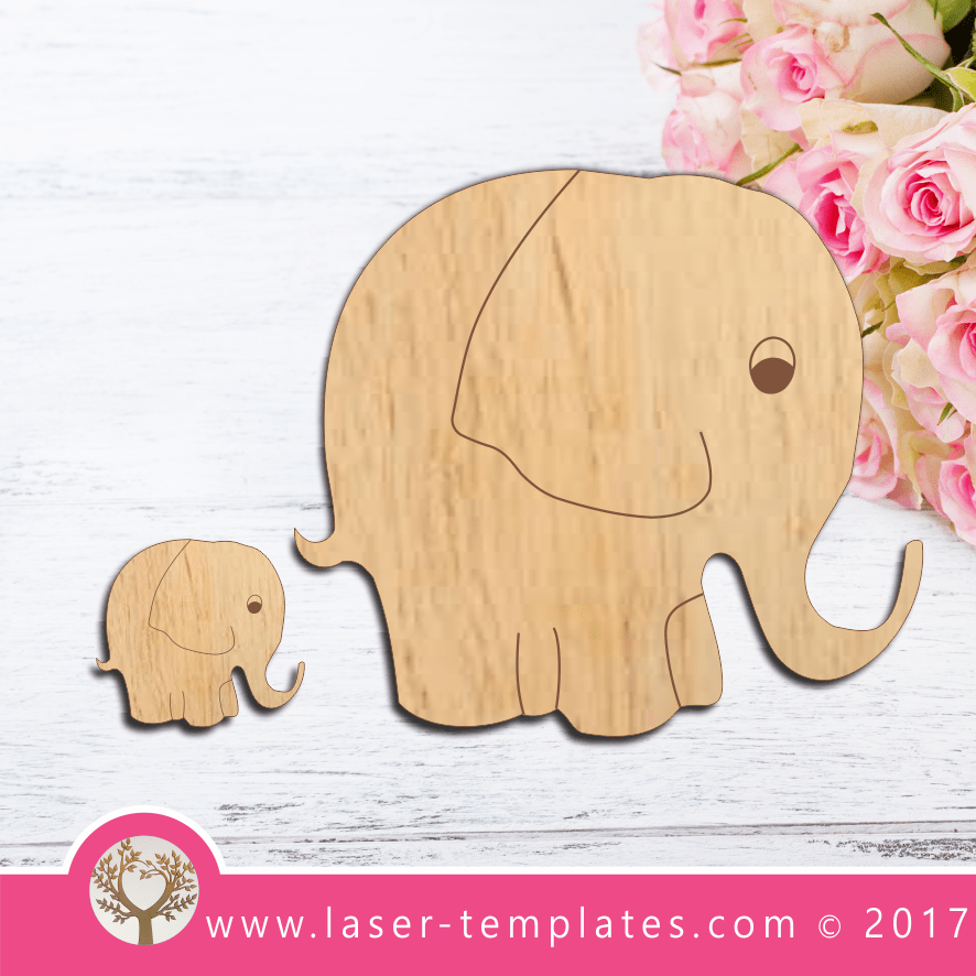 Laser Cut Mom And Baby Elephant Template, Download Vector Designs