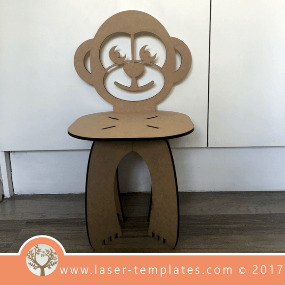 Laser cut Monkey Kids Chair Template, download vector design patterns.