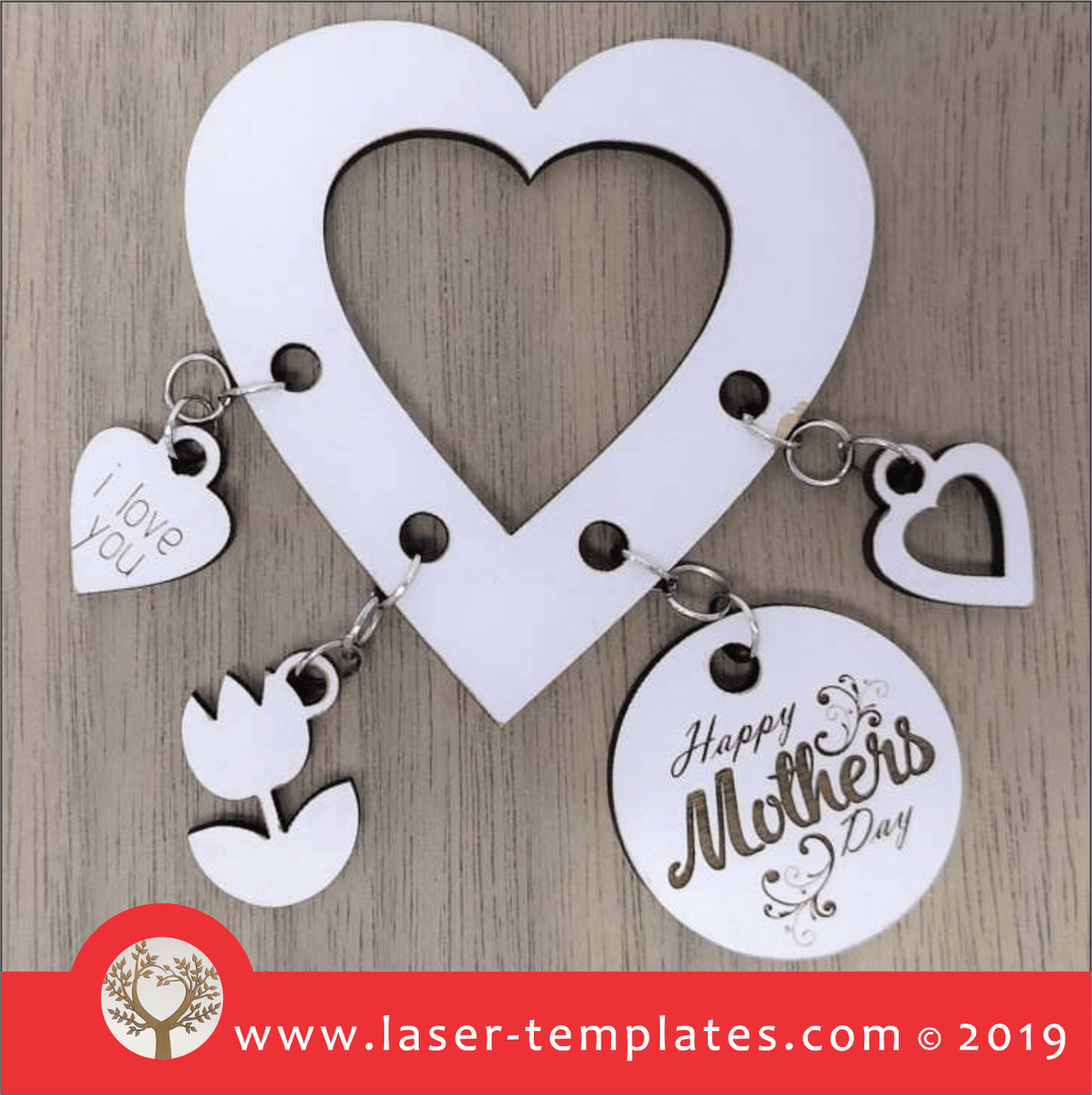 Laser cut template for Mother's Day Keyring 2 Laser Ready Templates