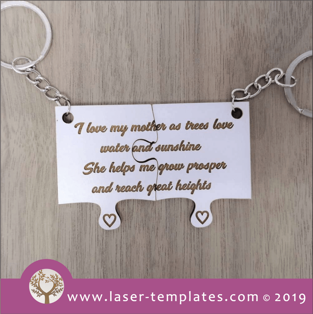 Laser cut template for Mother's Day Keyring 4 – Laser Ready Templates