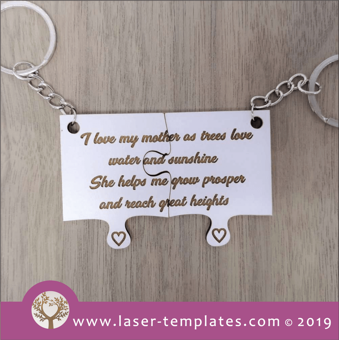 Laser cut template for Mother's Day Keyring 4 Laser Ready Templates