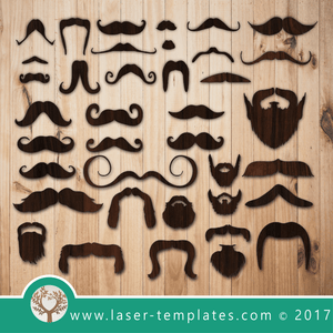 Laser Cut Moustache Set Template, Download Laser Ready Vector Designs.