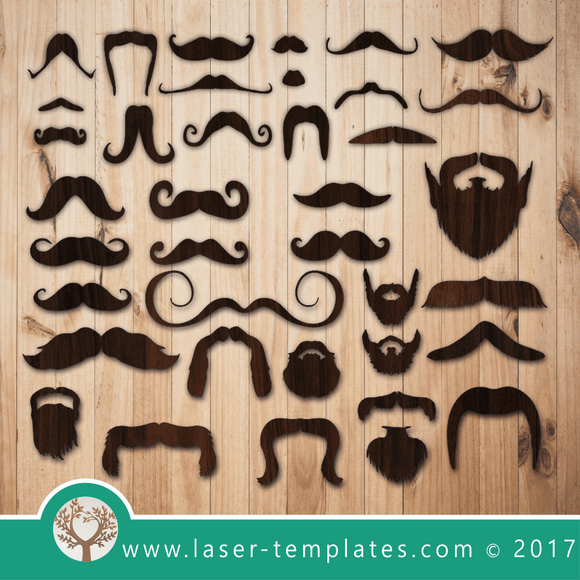 Laser Cut Moustache Set Template, Download Laser Ready Vector Designs.