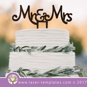 Mr & Mrs Laser Cut Cake Topper Template, Download Vector Designs.