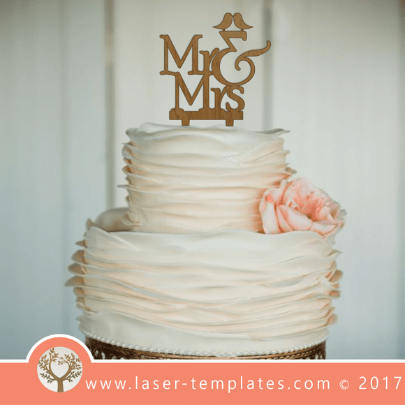 Mr & Mrs Laser Cut Cake Topper Template, Download Vector Designs.