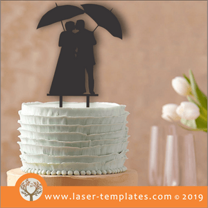 Laser cut template for Mr & Mrs Umbrella Cake Topper
