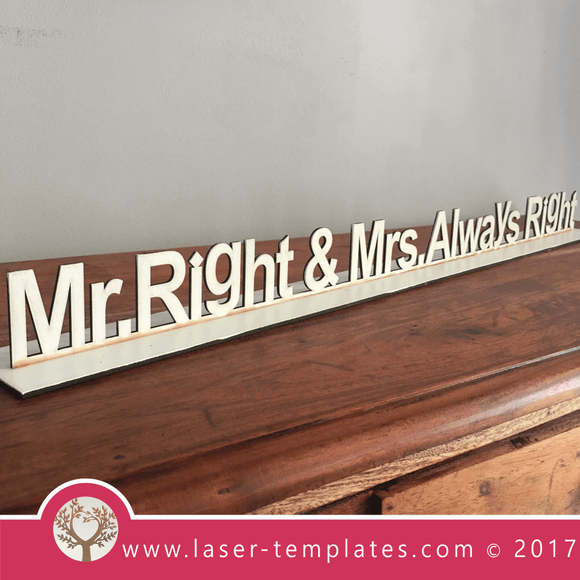 Laser Cut Mr & Mrs Sign Template, Download Vector Designs Online.