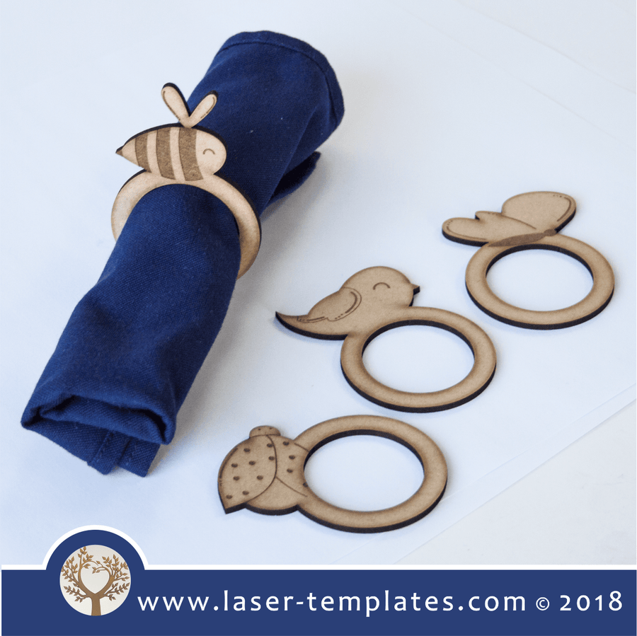 Laser cut Napkin Ring Set Insects template – Laser Ready Templates
