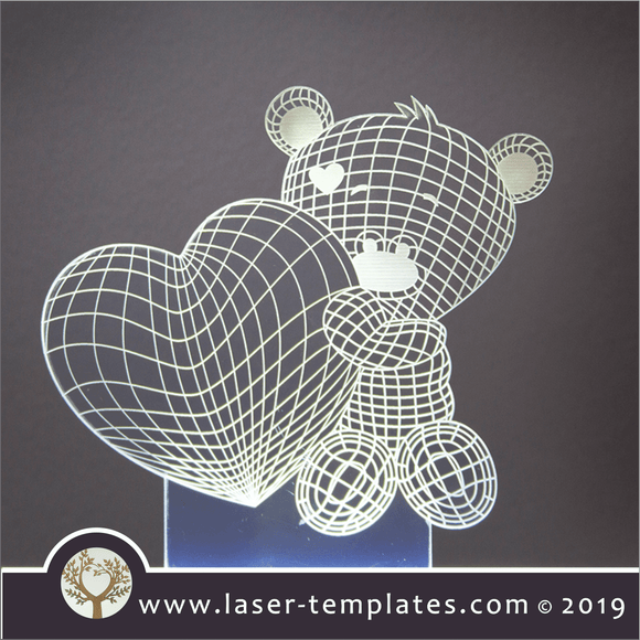 Optical Illusion - Teddy Bear 3D engraving