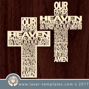 Laser cut word cross template. Download vector pattern, design. Our Father cross