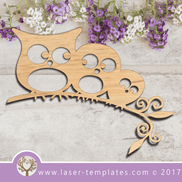 Laser Cut Owl Family Template, Download Laser Ready Vector Designs.