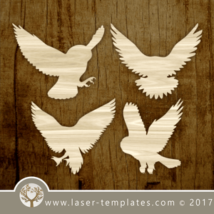 Bird silhouette template for laser cutting. Online store for laser cut patterns. Free laser cut designs every day. Owl Wall Art.