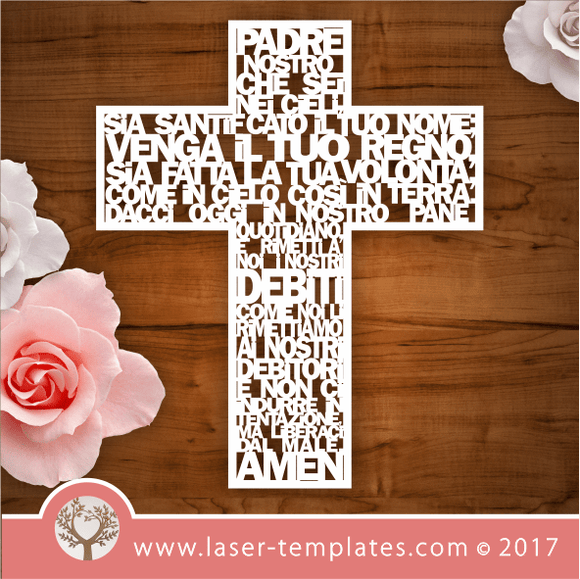 Padre Nostro- Our Father Cross in Italian with Frame