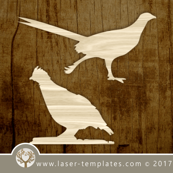 Bird silhouette template for laser cutting. Online store for laser cut patterns. Free laser cut designs every day. Partridges.