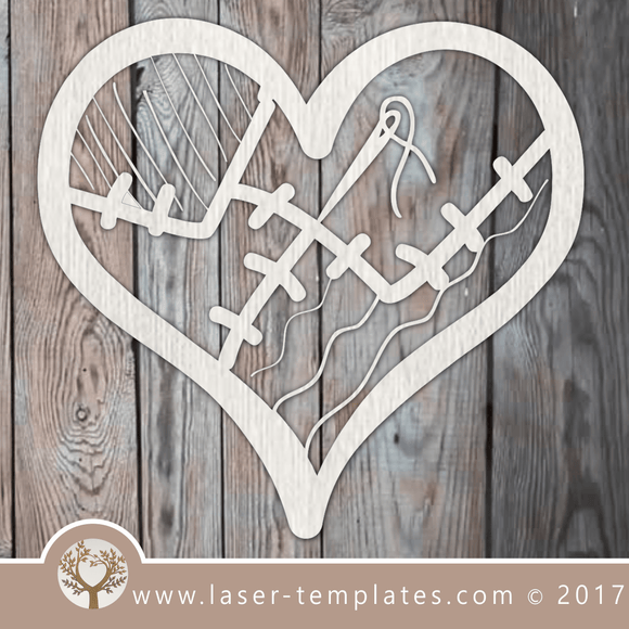 Heart template laser cut online store, free vector designs every day. Patched Heart.