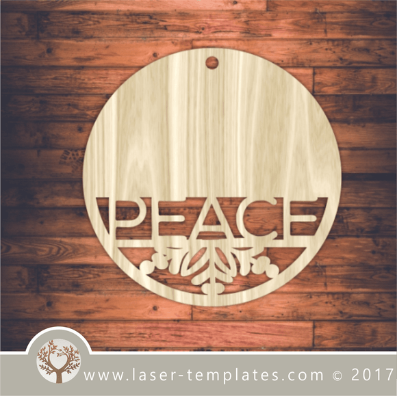 Peace Tag laser cut template, download vector stencil design patterns.