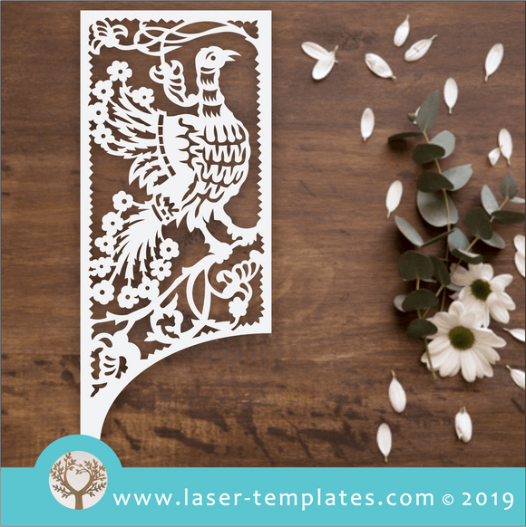 Laser cut template for Peacock Daisy Pattern Stencil