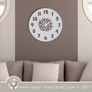 laser cut flower clock template, download vector