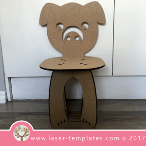 Laser cut Pig Kids Chair Template, download vector design patterns.