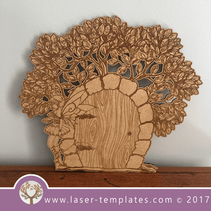 Pixie door with tree laser cut and engrave template, download vectors.