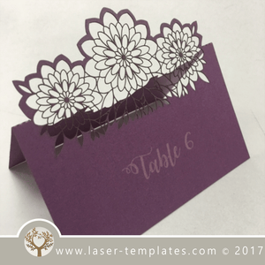 Laser cut wedding place / name card template, download design.