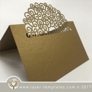 Laser cut wedding place / name card template, download design.
