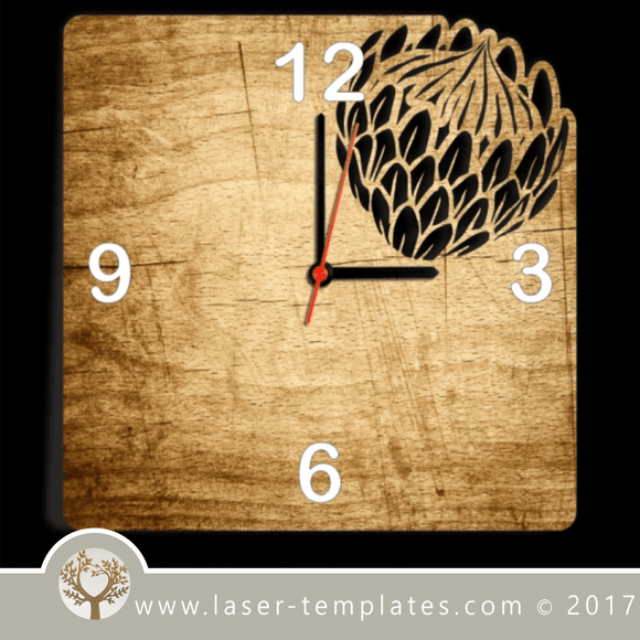 Laser cut wall clock / coaster templates, buy online now, free vector designs every day. Protea Clock / coaster 15