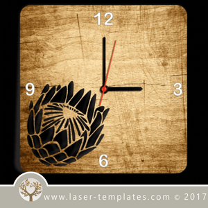 Laser cut wall clock / coaster templates, buy online now, free vector designs every day. Protea Clock / coaster 16.