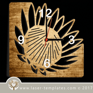 Laser cut wall clock / coaster templates, buy online now, free vector designs every day. Protea Clock / coaster 19.