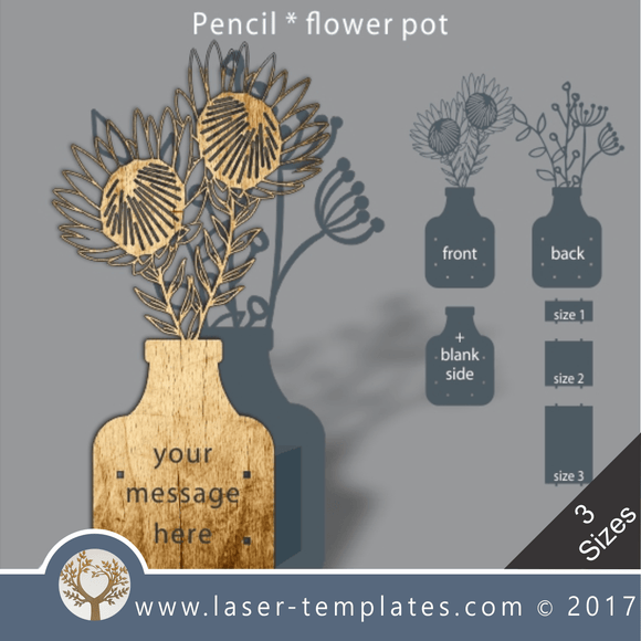 Laser cut flower pot template, use it for pencils, act. 3 different inner sizes. download free Vector designs every day. Protea flower pot 9
