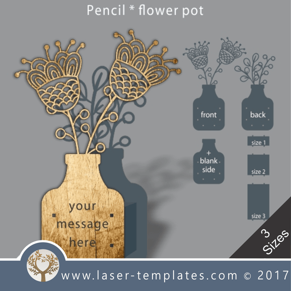 Laser cut flower pot template, use it for pencils, act. 3 different inner sizes. download free Vector designs every day. Protea flower pot 4.