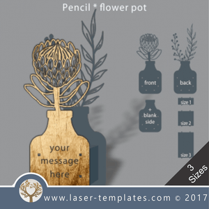 Laser cut flower pot template, use it for pencils, act. 3 different inner sizes. download free Vector designs every day. Protea flower pot 6.