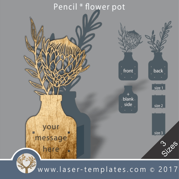 Laser cut flower pot template, use it for pencils, act. 3 different inner sizes. download free Vector designs every day. Protea flower pot 7