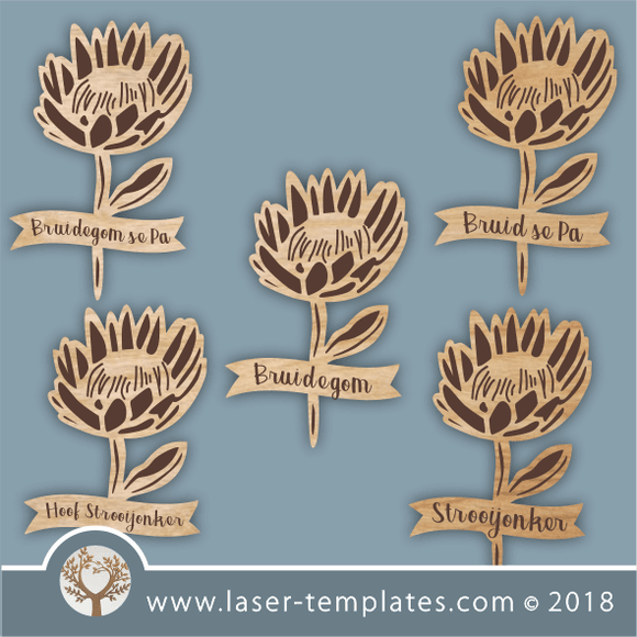 Protea Groomsmen Badge Set of 5 - Afrikaans