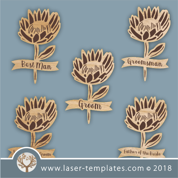 Protea Groomsmen Badge Set of 5