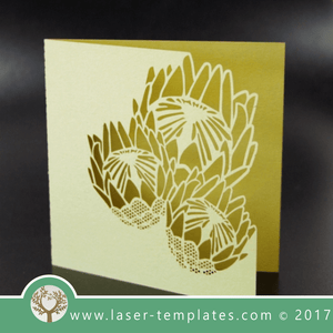 Laser cut template, wedding invite card, Get online now, free vector designs every day. Protea invite.