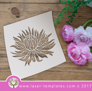 Protea flower STENCIL template. Laser cut stencils. Vector online store, free designs. Protea Stencil