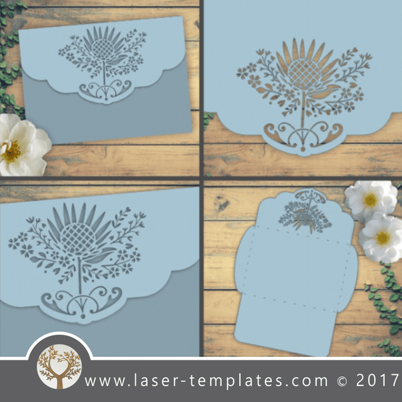 Laser cut Protea wedding invite template. shop online vector designs.