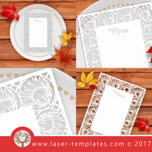 Laser cut Protea wedding menue template. shop online vector designs.