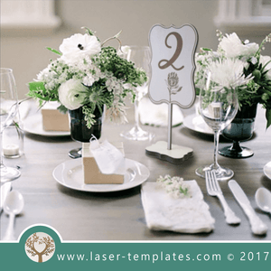 Laser cut wedding table number template. shop online vector designs.