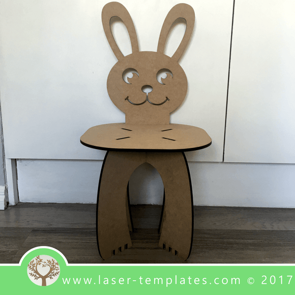 Laser cut Rabbit Kids Chair Template, download vector design patterns.