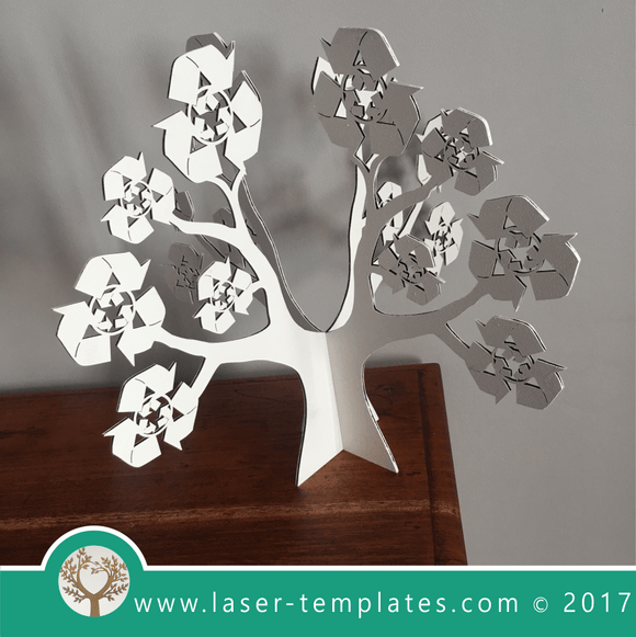 Recycle Tree Laser cut template, download vector designs.