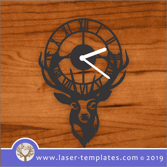 laser cutting templates Reindeer Clock 1