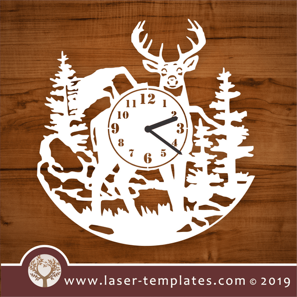 laser cutting templates Reindeer Clock